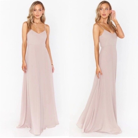 Show Me Your MuMu Dresses & Skirts - Show Me Your MuMu Soft Beige Faith ChiffonMaxi  Spaghetti Strap Dress Size L